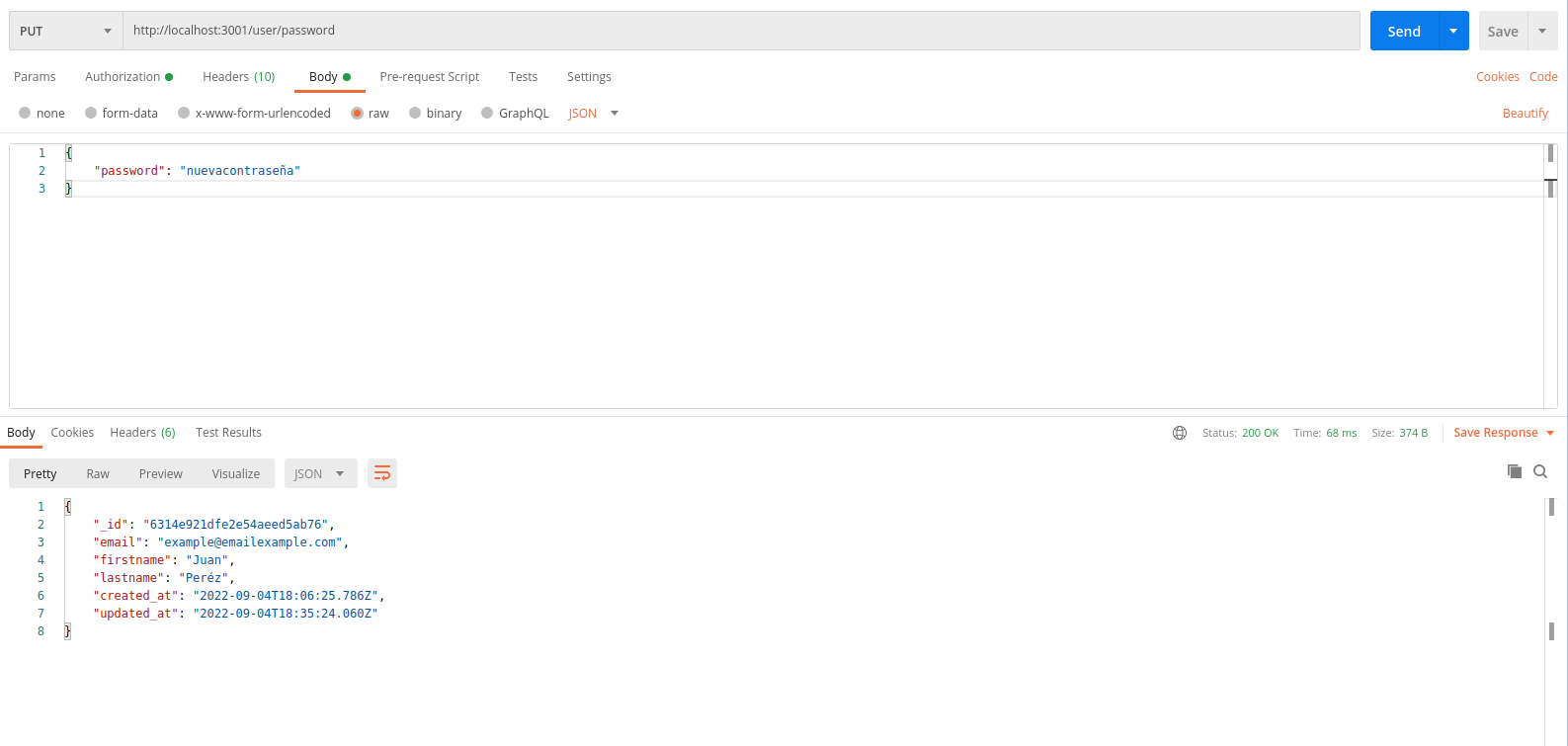 actualizar contraseña